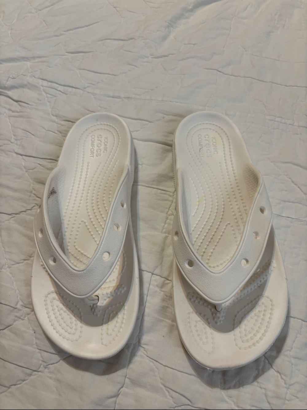 CROCS‎ White Comfort Flip Flop Sandals